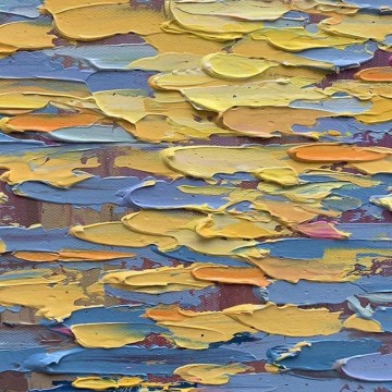 Amanecer Océano Costa Mar Paisaje por Paleta Cuchillo detalle playa arte pared decoración costa textura Pinturas al óleo